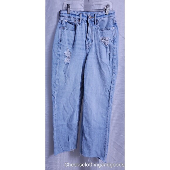 American Eagle Highest Rise 90s Boyfriend Crop Distressed Jeans size 00 Regular - Picture 1 of 7